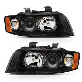 ANZO 2002-2005 Audi A4 Projector Headlight Black G2 (Halogen Type) 121528