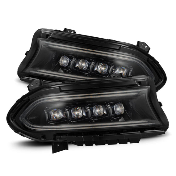 AlphaRex 15-23 Dodge Charger NOVA LED Proj Headlights Alpha-Blk w/Actv Light & Seq.Sig / SB DRL 880500 *Discontinued