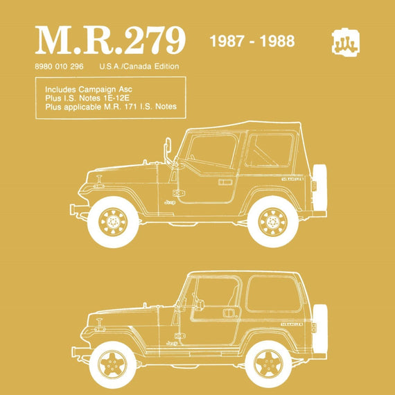 Detroit Iron - 1987 - 1988 Jeep Wrangler / YJ Service Workshop Manual - M.R.279
