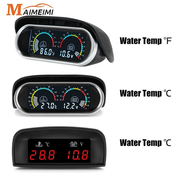 2 in 1 LCD Digital Auto Water Temp Gauge Voltmeter Gauge For Car Truck Motorcycle Temperature Sensor 10mm Temperature 12V 24V