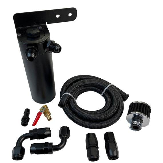 Universal Oil Catch Can XL 2Port -8AN + Mounting Bracket Kit + Filter 7.50z